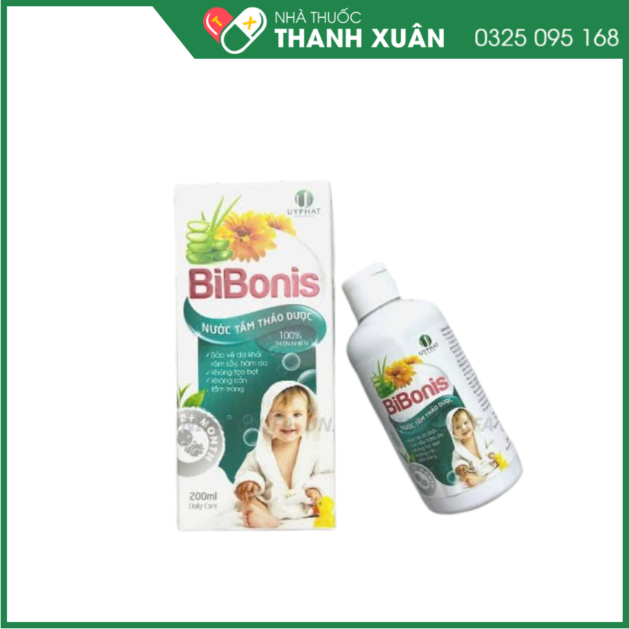 Nước tắm thảo dược BiBonis làm sạch da và tóc cho bé hiệu quả